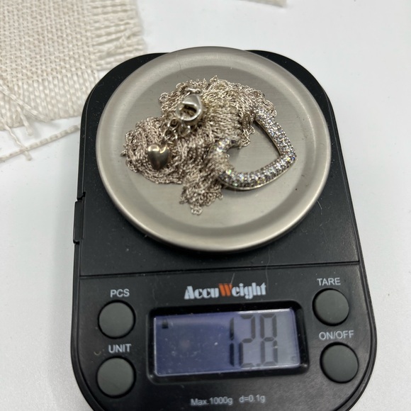 Vintage Diamonique Multi-Strand Necklace with Heart Pendant 16-18" Adjustable - Picture 14 of 15